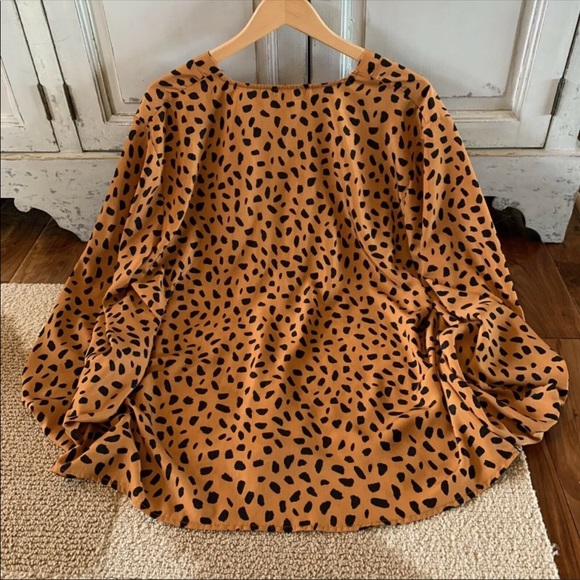 Bohemian Animal Print Poets Blouse Plus Size - Picture 3 of 3